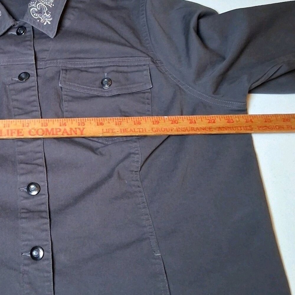 Embroidered Gray Button-Up Jacket - image 6